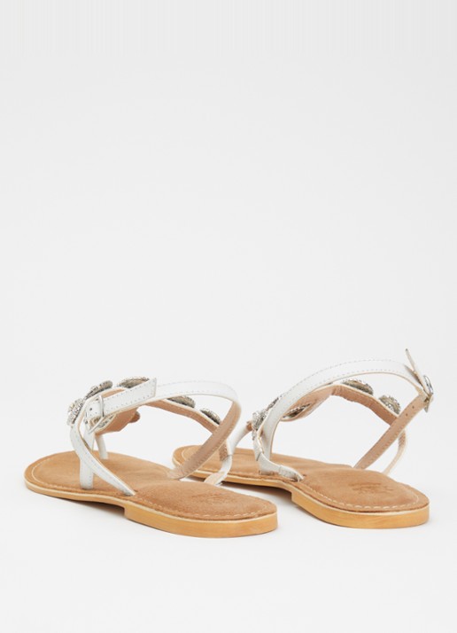 Dune London Liana sandaal van leer met strass - achterkant 5 wit