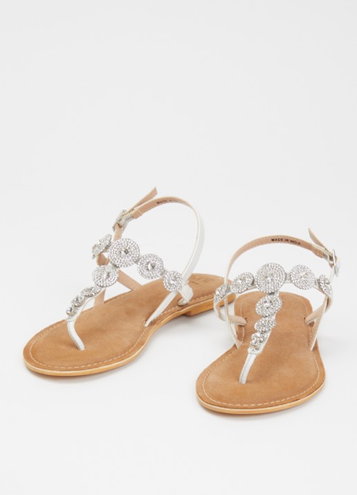 Dune London Liana sandaal van leer met strass - detail wit