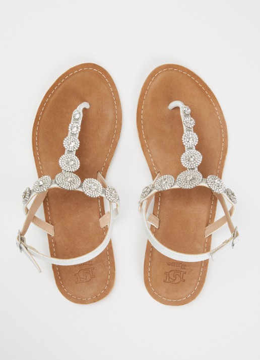 Dune London Liana sandaal van leer met strass - detail 2 wit