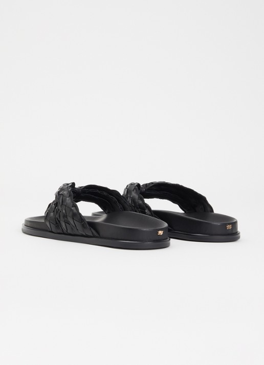 Dune London Lindie slipper van leer - achterkant 2 zwart