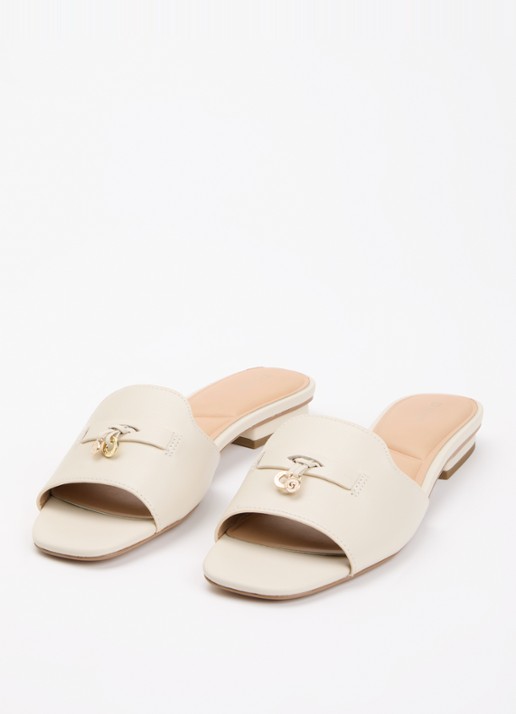 Dune London Lindo slipper van leer - detail 3 ivoor