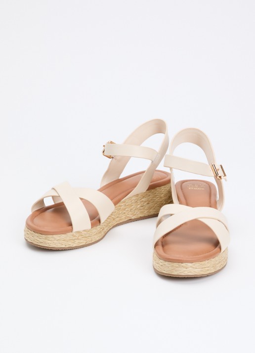 Dune London Littleton sleehak van leer - detail 2 creme