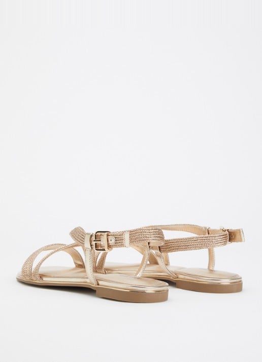 Dune London Lope sandaal met metallic finish - achterkant 2 goud