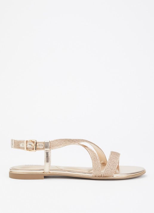 Dune London Lope sandaal met metallic finish - voorkant 9 goud