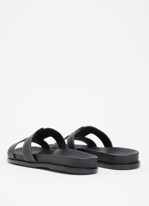 Dune London Loupas slipper van leer - achterkant 4 zwart
