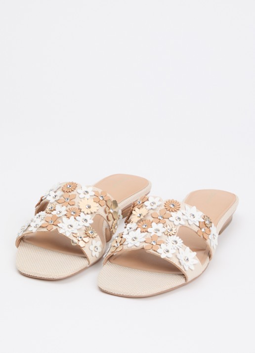 Dune London Loupes slipper van leer - detail beige