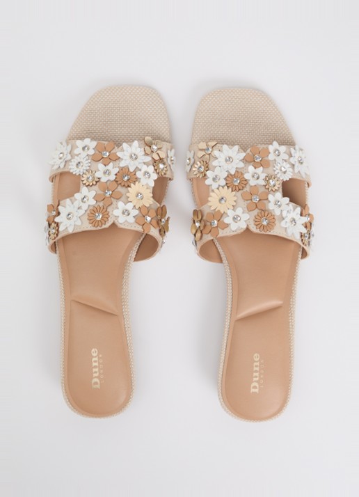 Dune London Loupes slipper van leer - detail 2 beige