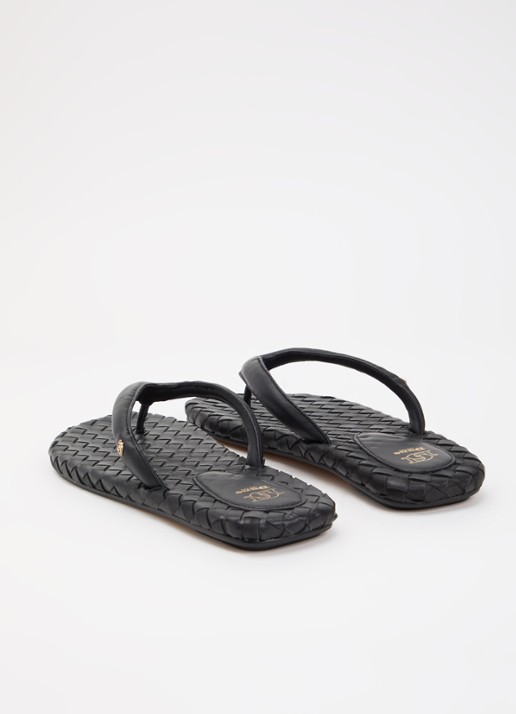 Dune London Lunare slipper van leer - achterkant 4 zwart
