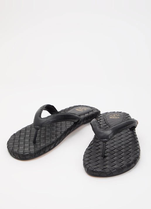 Dune London Lunare slipper van leer - detail zwart