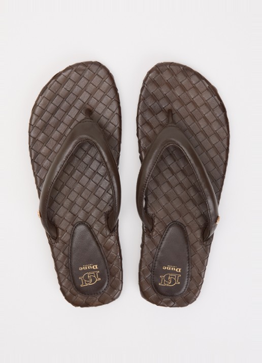 Dune London Lunare slipper van leer - detail 3 donkerbruin