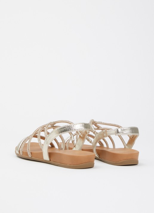 Dune London Lyrically sandaal van leer met strass - achterkant 2 goud