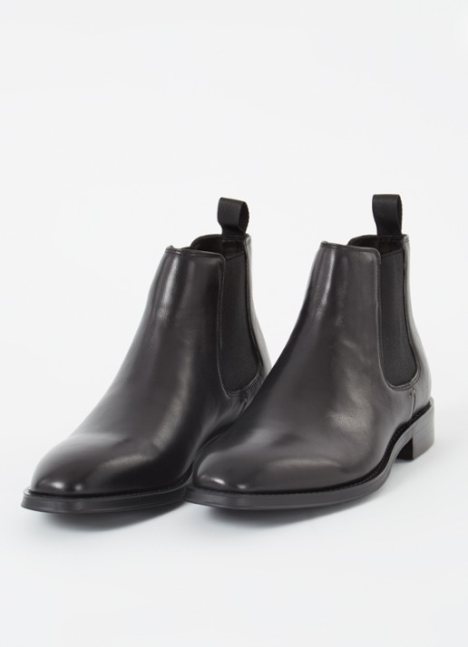 Dune London Masons chelsea boot van leer - detail 2 diepzwart