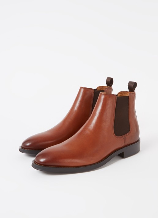Dune London Masons chelsea boot van leer - detail cognac
