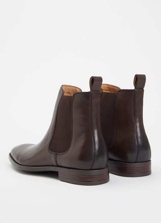 Dune London Matchin chelsea boot van leer - achterkant 2 donkerbruin