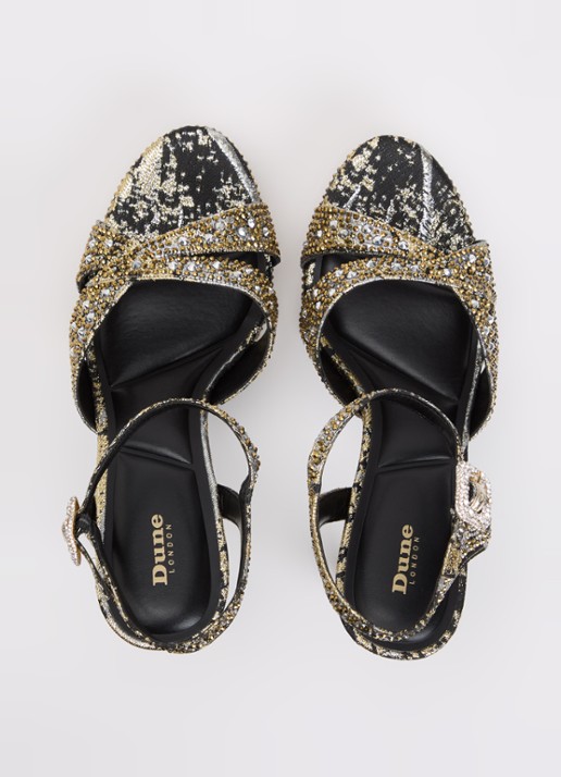Dune London Mayve sandalette met strass - detail 4 goud