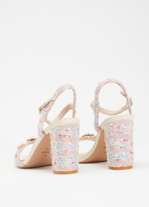 Dune London Mention sandalette met tweed-look - achterkant 2 roze