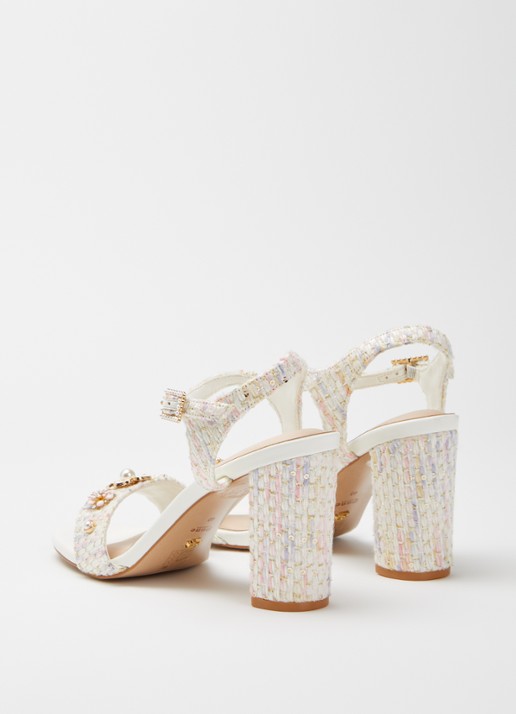 Dune London Mention sandalette met tweed-look - achterkant 4 wit