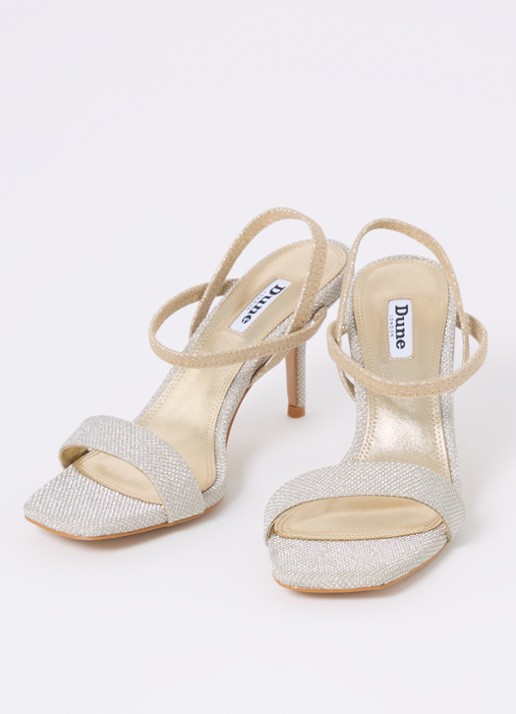 Dune London Methodical sandalette met lakfinish  - detail goud