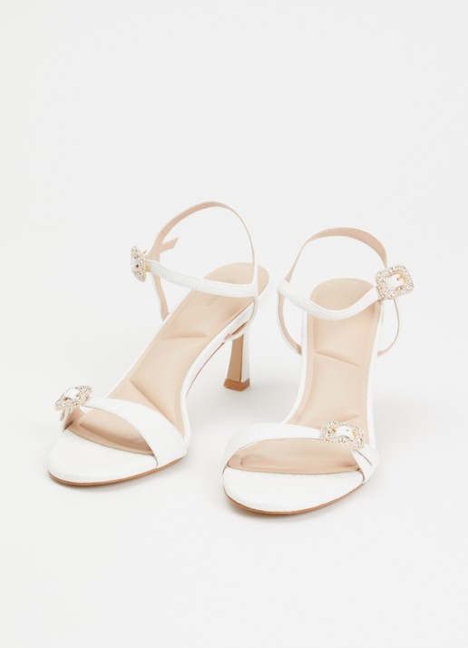 Dune London Milana sandalette met crocostructuur - detail gebroken wit