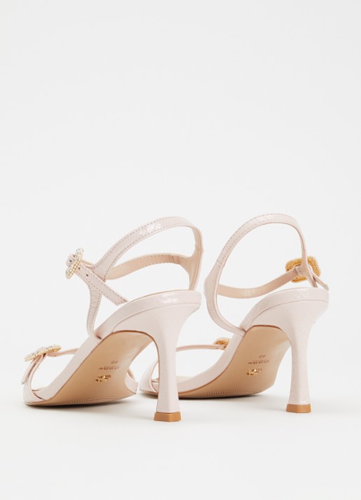 Dune London Milana sandalette met crocostructuur - achterkant 5 lichtroze