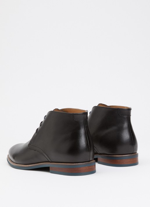 Dune London Millers veterschoen van leer met lakfinish - achterkant 2 zwart