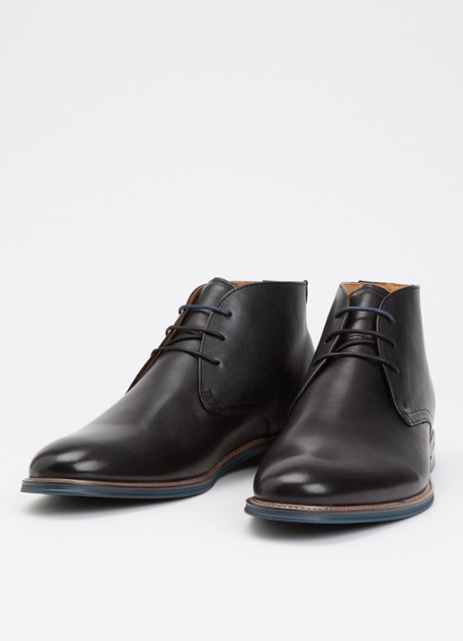 Dune London Millers veterschoen van leer met lakfinish - detail 3 zwart