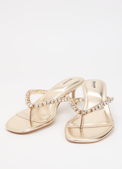 Dune London Mimis sandalette van leer met strass - detail 3 goud