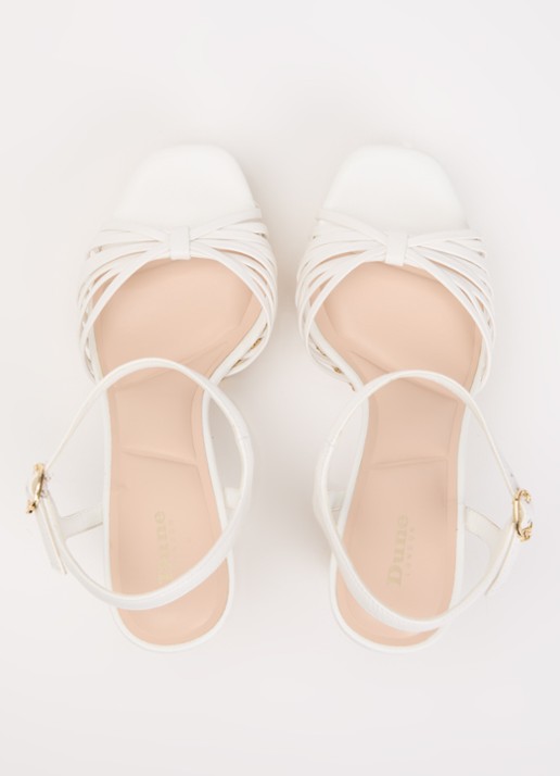 Dune London Minogue sandalette van leer met metallic finish - detail 2 wit