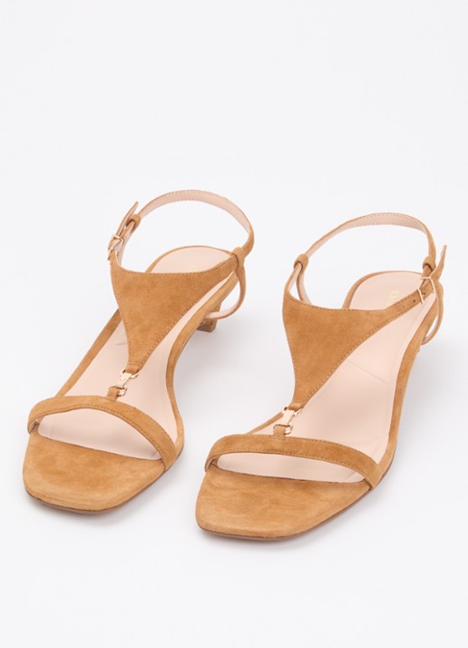 Dune London Monacos sandalette van leer - detail camel
