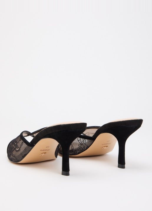 Dune London Monarch muiltje met details van kant - achterkant 4 zwart
