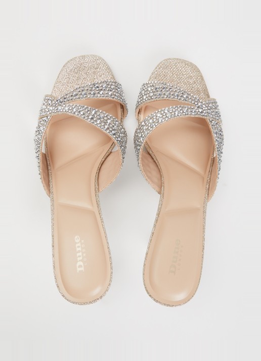 Dune London Monette muiltje met glitter en strass - detail 4 goud