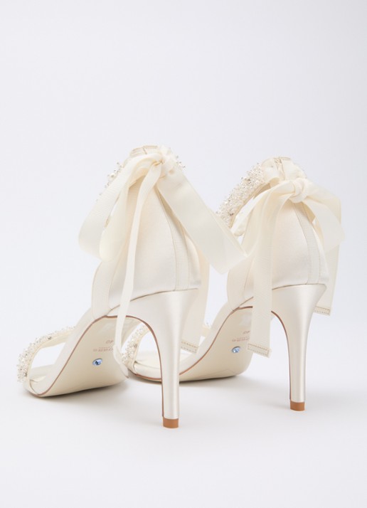 Dune London Moonstruck sandalette van satijn met strass - achterkant 2 ivoor