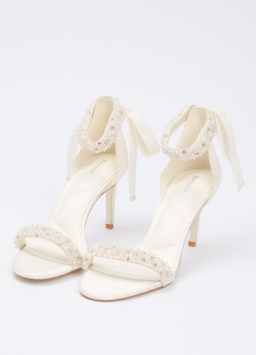 Dune London Moonstruck sandalette van satijn met strass - detail 3 ivoor