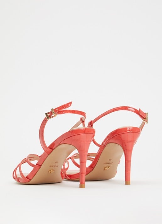 Dune London Morning sandalette van leer met metallic finish - achterkant 4 koraalroze