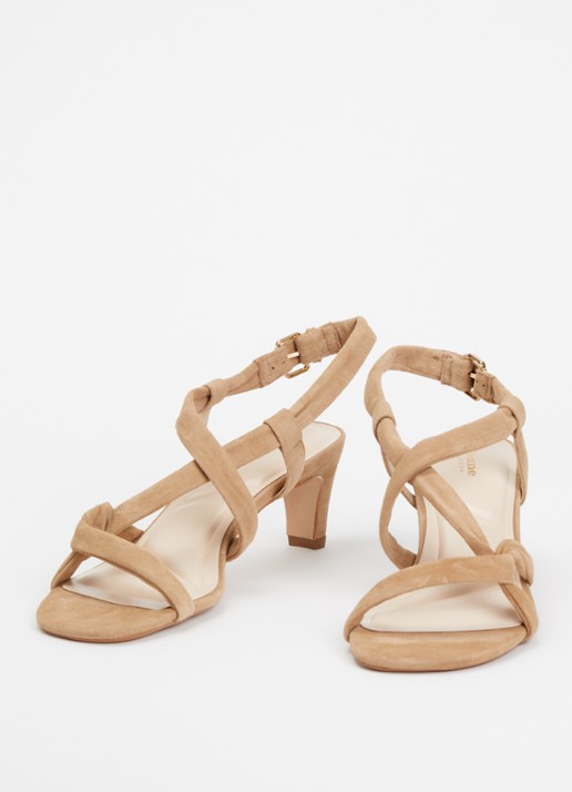 Dune London Motivating sandalette van leer - detail zand