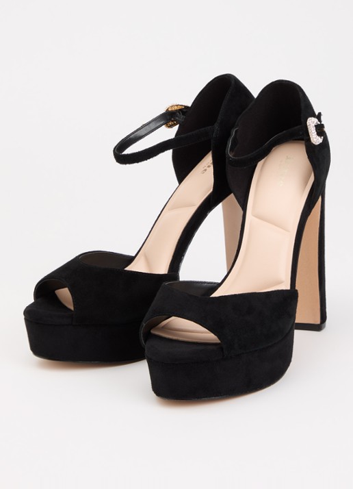Dune London Myans sandalette van leer - detail zwart