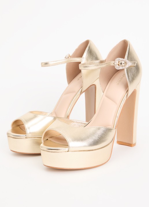 Dune London Myans sandalette van leer - detail goud