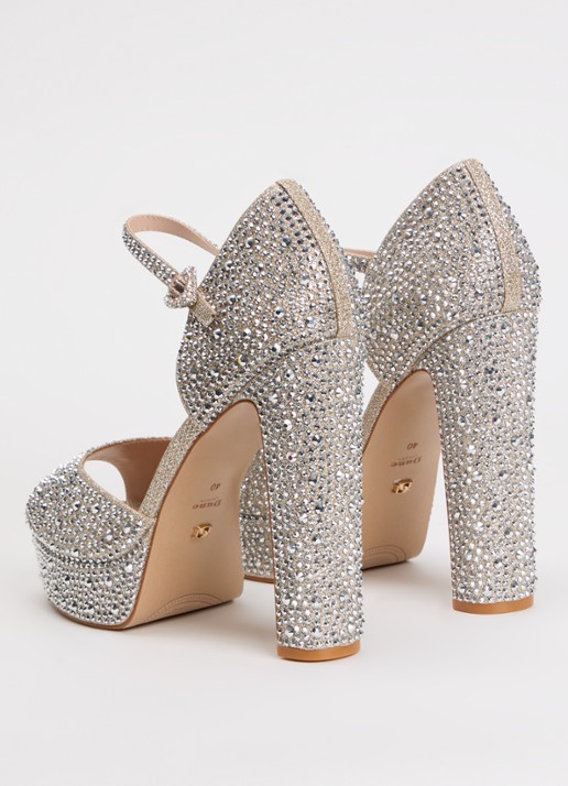 Dune London Myans sandalette van leer - achterkant 7 goud