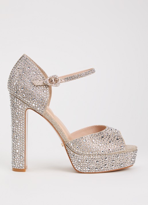 Dune London Myans sandalette van leer - voorkant 9 goud
