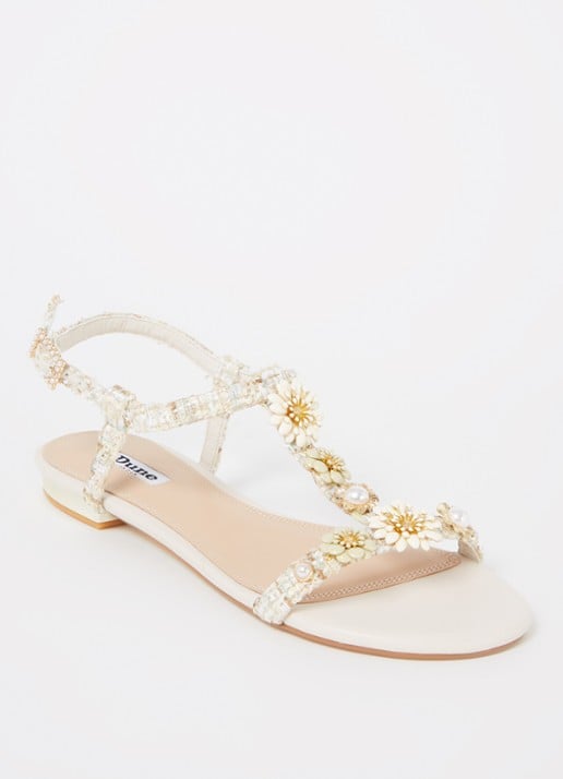 Dune London Nature sandaal met lurex - voorkant beige