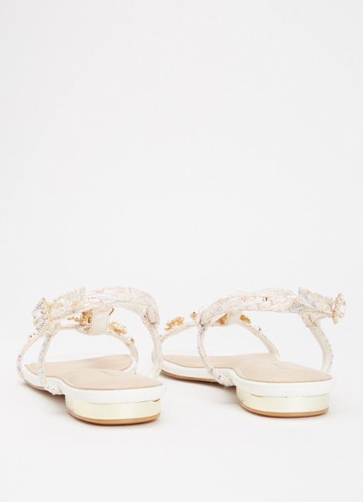 Dune London Nature sandaal met strass - achterkant 4 wit