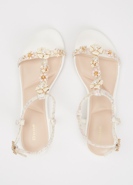 Dune London Nature sandaal met strass - detail 2 wit