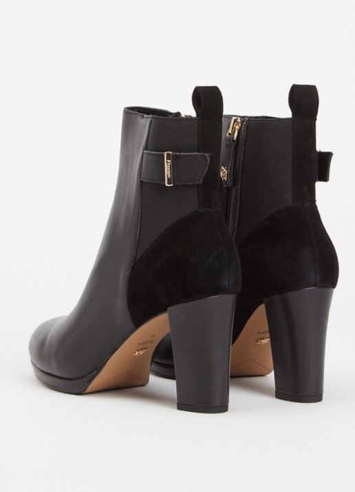 Dune London Olens enkellaarsje van leer met suède details - achterkant 2 zwart