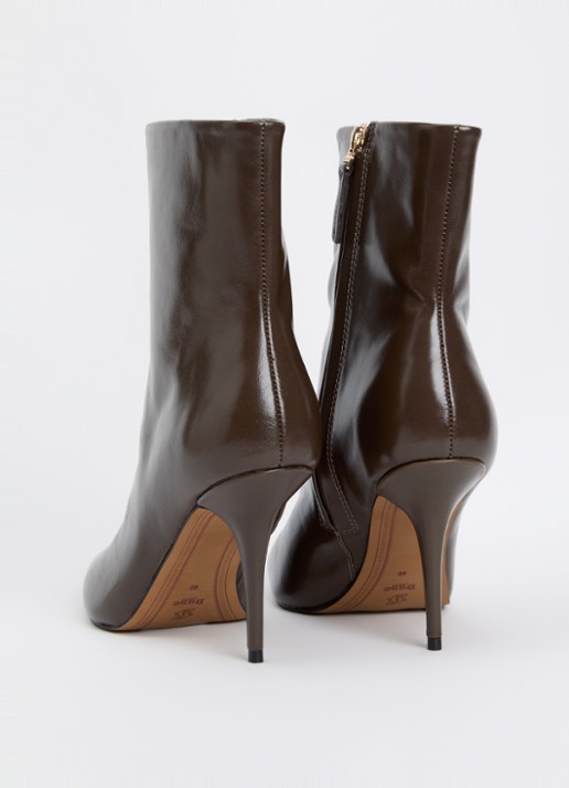 Dune London Omara enkellaarsje van leer - achterkant taupe