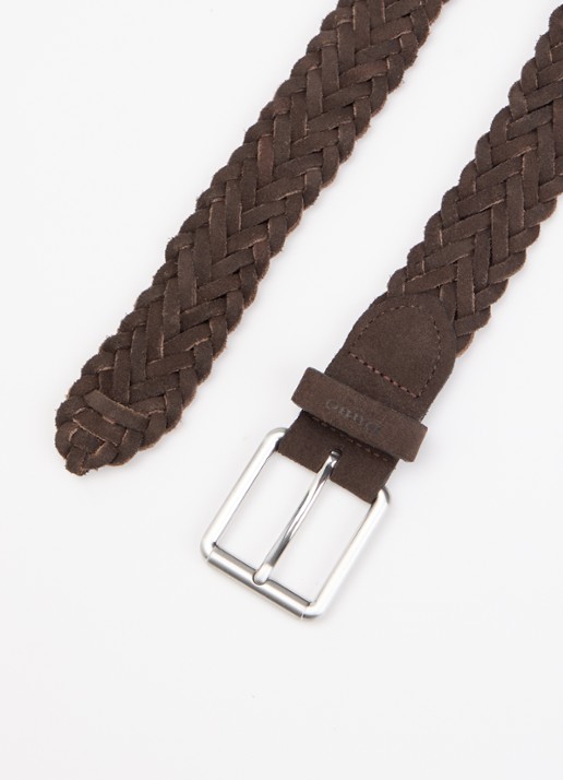 Dune London Oxlet riem van leer met gevlochten detail - detail 2 bruin