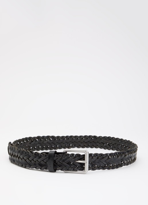Dune London Oxlet riem van leer met gevlochten detail - voorkant zwart