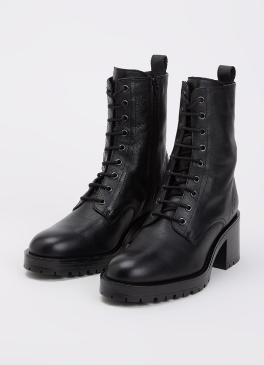 Dune London Patiently biker boot van leer - detail 3 zwart