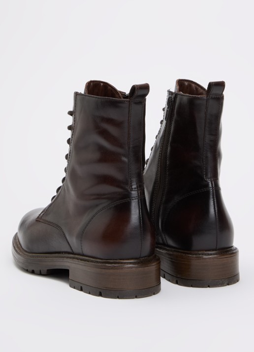 Dune London Patley biker boot van leer - achterkant 4 bruin