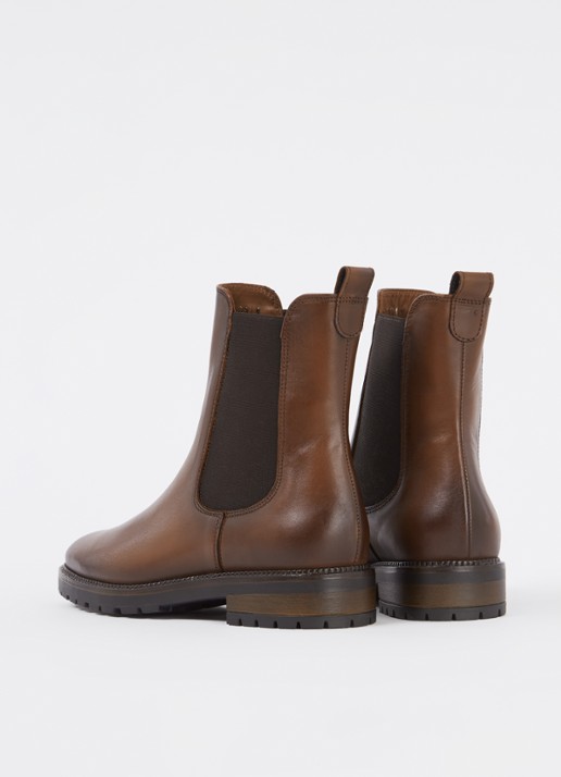 Dune London Poema chelsea boot van leer - achterkant kastanjebruin