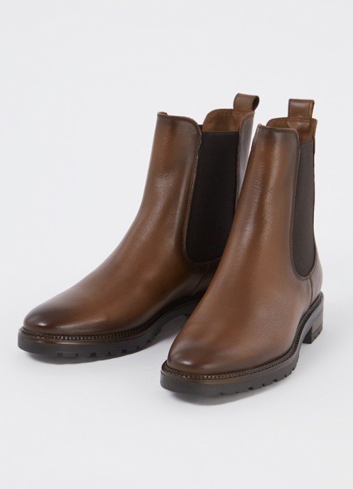 Dune London Poema chelsea boot van leer - detail 3 kastanjebruin
